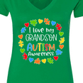 thumbnail image 4 of Inktastic I Love My Grandson Autism Awareness Women's V-Neck T-Shirt, 4 of 5