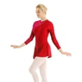 thumbnail image 3 of Xnihocha Women Figure Ice Skating Dress Long Sleeve Shiny Rhinestone Roller Skating Lyrical Dance Costume Red X-Large, 3 of 7
