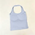 thumbnail image 4 of JGGSPWM Women's Halter Crop Top Padded Backless Workout Halter Tank Tops Trendy Going Out Yoga Sports Gym Clothes Blue Free Size, 4 of 5