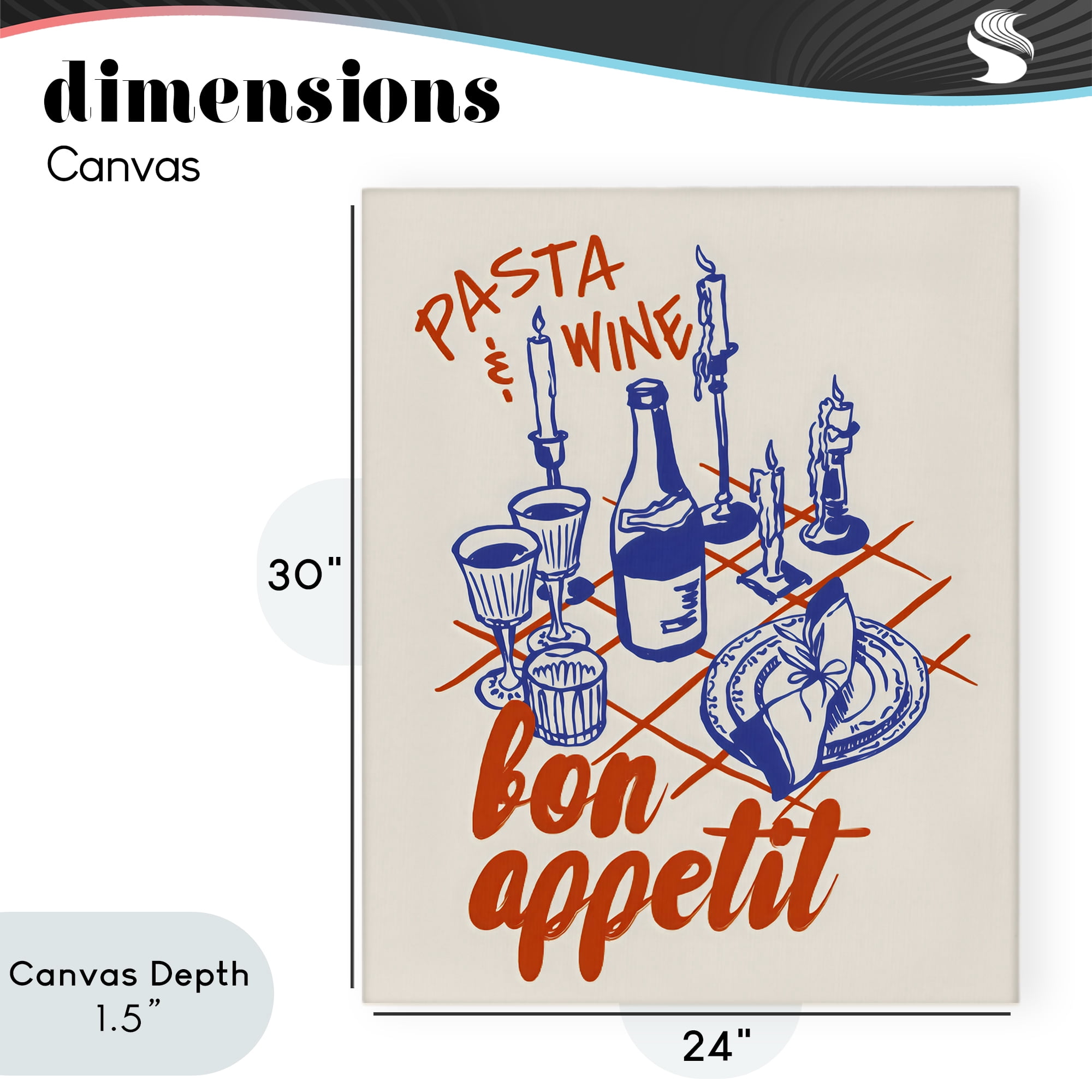 Stupell Industries Pasta & Wine Bon Appetit Canvas Wall Art, design by The Prints Vibe