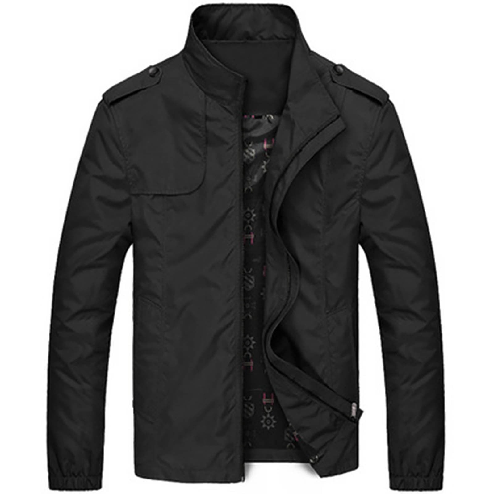DecSea Men's Spring And Solid Color Pocket Zipper Jacket Coat