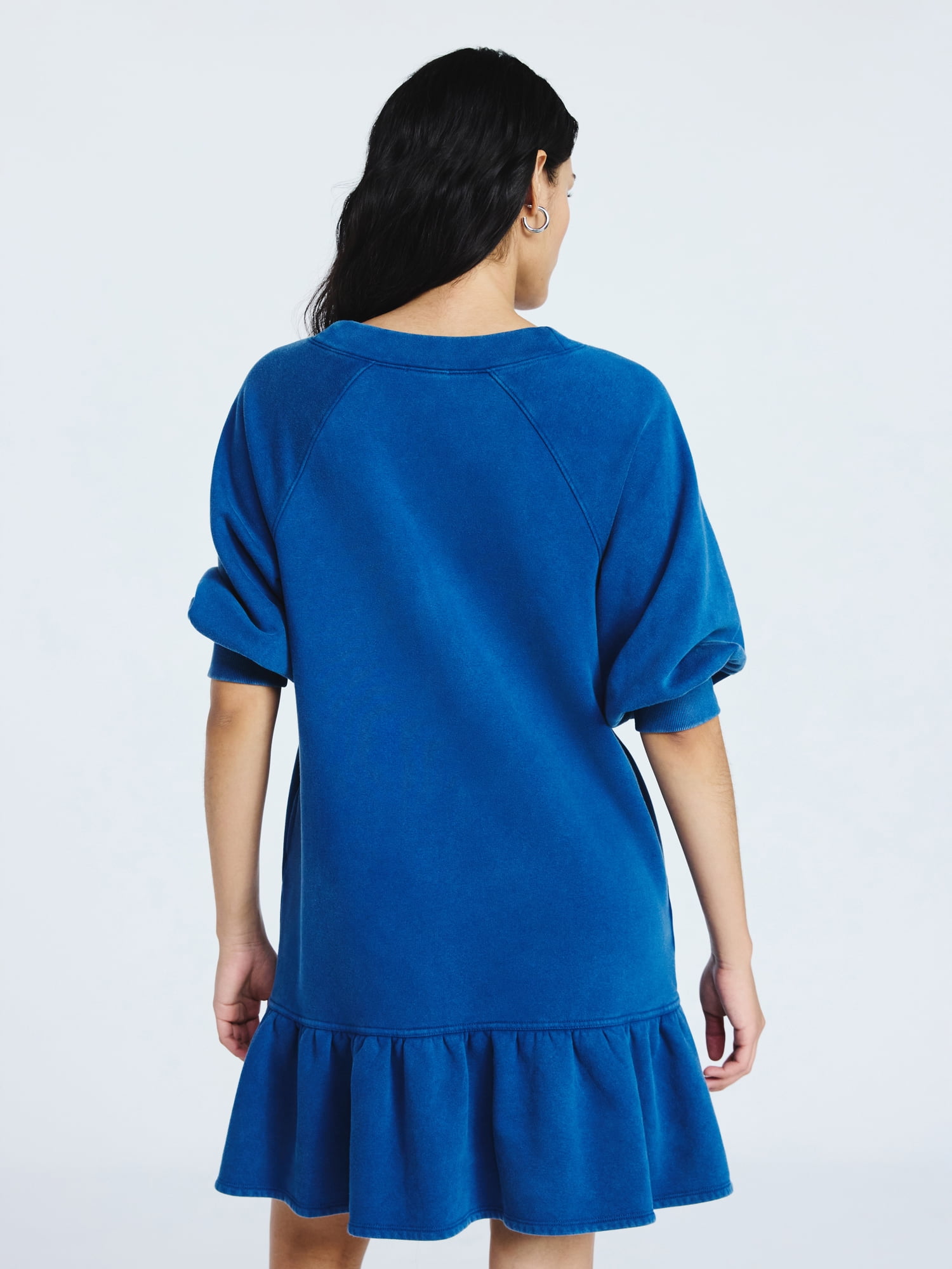 Scoop Women's and Women's Plus Deep V Neck Sweatshirt Mini Dress, Sizes XS-4X