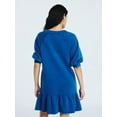 thumbnail image 3 of Scoop Women's and Women's Plus Deep V Neck Sweatshirt Mini Dress, Sizes XS-4X, 3 of 5