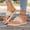 Beige, variant on Women's Flip Flop Straps Straw Sandals Open Toe Flat Casual Beach Sandals Orange 6.5(38)