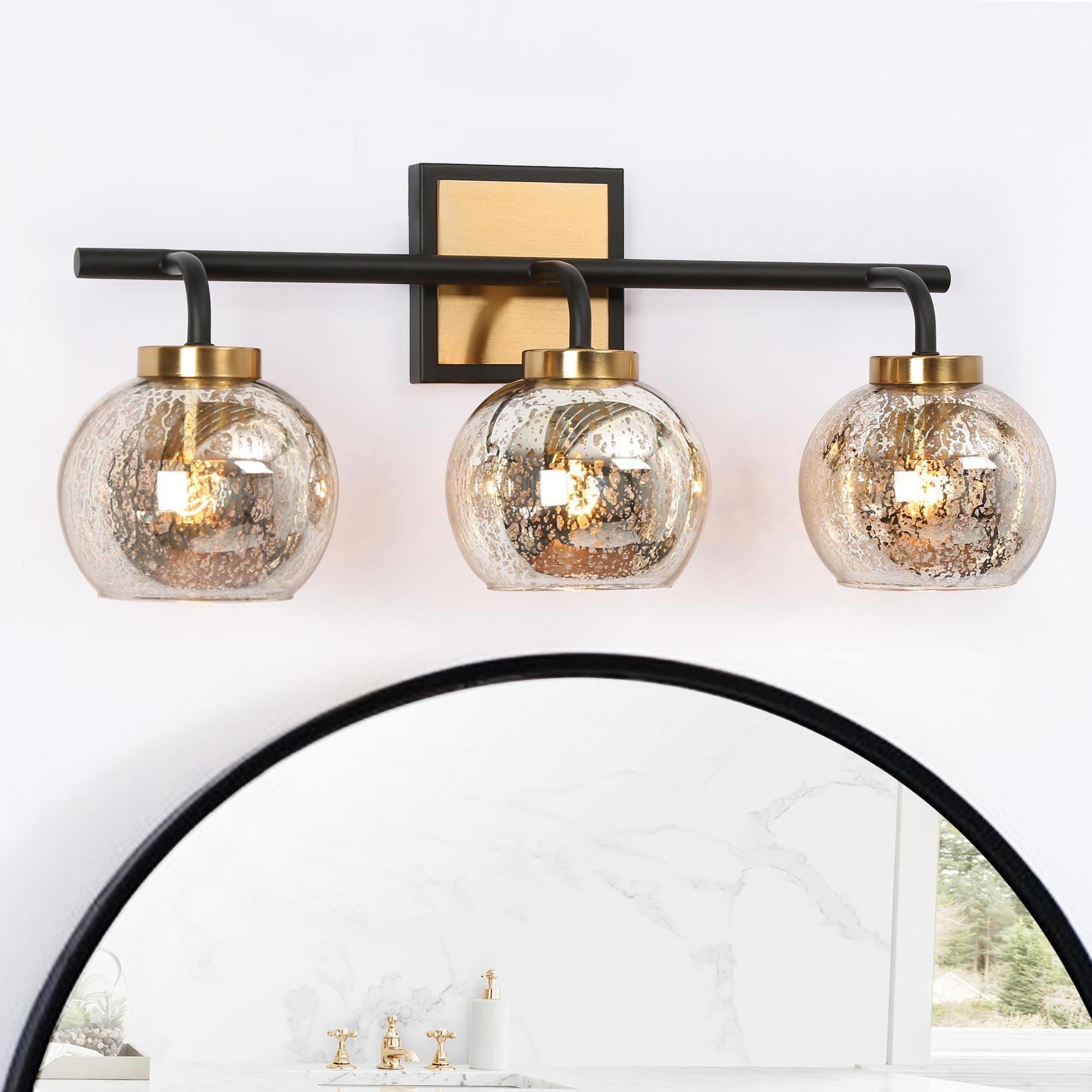 Modern Black Gold Bathroom Vanity Lights Mercury Glass Wall Sconces 3