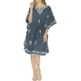 thumbnail image 2 of HAPPY BAY Women's Summer Loungewear Solid Casual Relaxed Caftan Knee Length Cover Up Dresses for Women 2X-3X Grey, Embroidery, 2 of 4