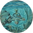 thumbnail image 1 of Ahgly Company Indoor Round Patterned Turquoise Green Area Rugs, 6' Round, 1 of 6