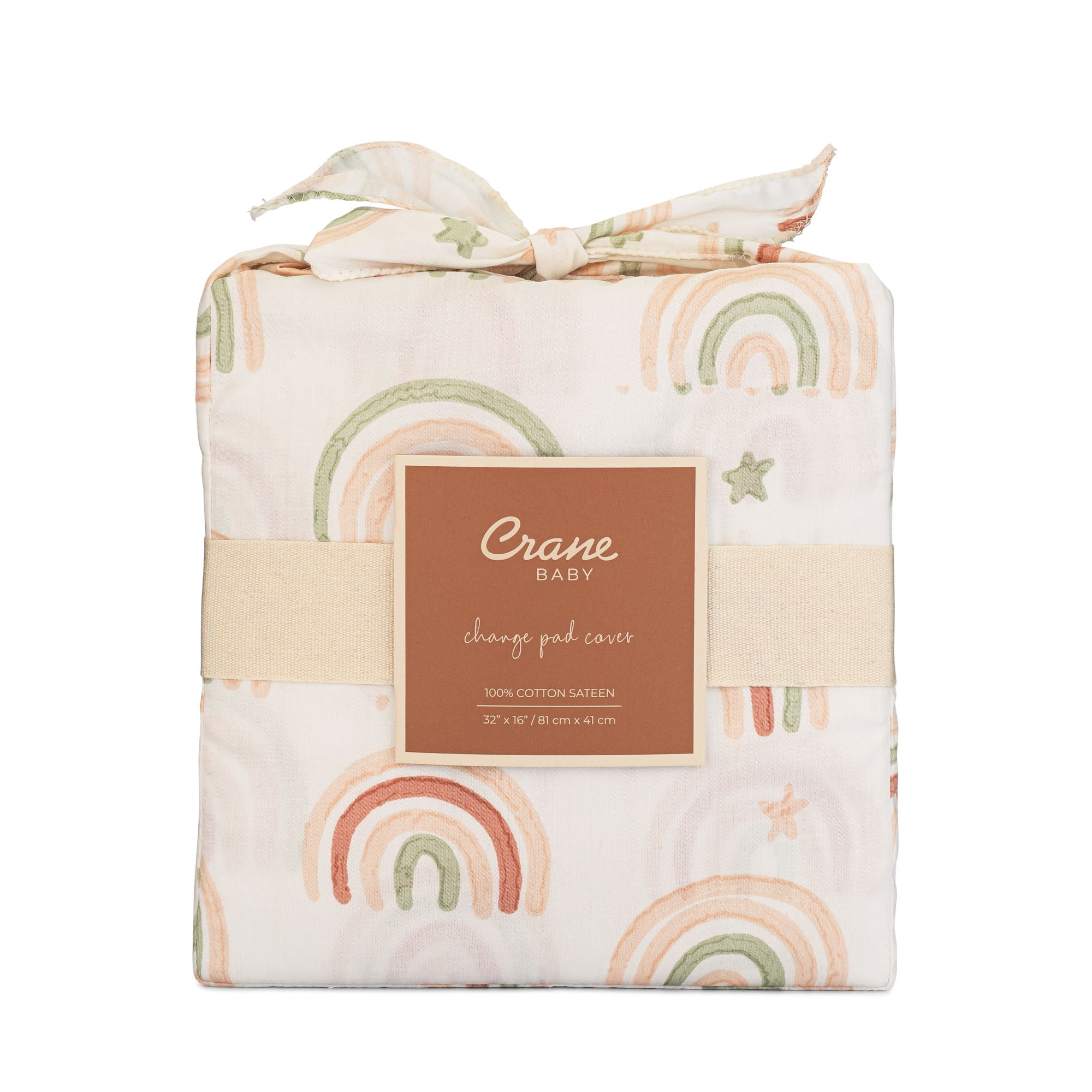 Crane Baby Changing Pad Cover, 100% Cotton Sateen Exterior Change Pad Cover, Boho Rainbow, 16" x 32", Fitted Changing Pad Covers, Changing Table Pad Cover For Nursery, Baby Registry or Shower Gift