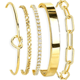 thumbnail image 1 of 5PC Juego de Pulseras para Mujer de Acero Dorado: Tipos Bangle, Nudo y Tennis con Dainty Circonita Cúbica, Apilables, No se Decoloran, Pulseras de Moda, 1 of 5