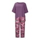 thumbnail image 4 of Conjunto de tops y pantalones de manga corta con cuello redondo y estampado para mujer Wmkox8yi  bvn1604, 4 of 8
