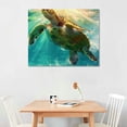 thumbnail image 3 of COMIO Green Sea Turtle Wall Decor Tropical Canvas Wall Art Prints Hawaii Turtle Picture Gift Florida Sea Life Teal Watercolor Ocean Animal Painting Small Framed Pictures for Bathroom Living Room, 3 of 5