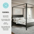 thumbnail image 4 of Martha Stewart Hayes Queen Size Solid Wood Canopy Platform Bed with Wood Headboard and Footboard, No Box Spring Needed, Dark Gray, 4 of 11