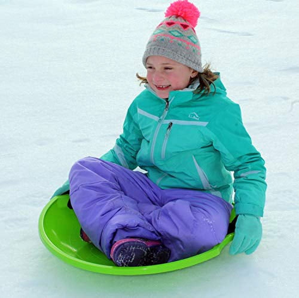 Flexible Flyer 3-Pack Snow Saucer Sleds. Round SNO Slider Discs, Blue, Orange, Green