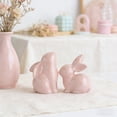 thumbnail image 5 of Ceramic Rabbit Ceramic Bunny Figurine Porcelain Modern Art Home Decor, A Set of 2 Rabbit Decor, Easter Bunny Rabbits, Easter Decorations for Home,Living Room Study Housewarming Opening,Pink, 5 of 8