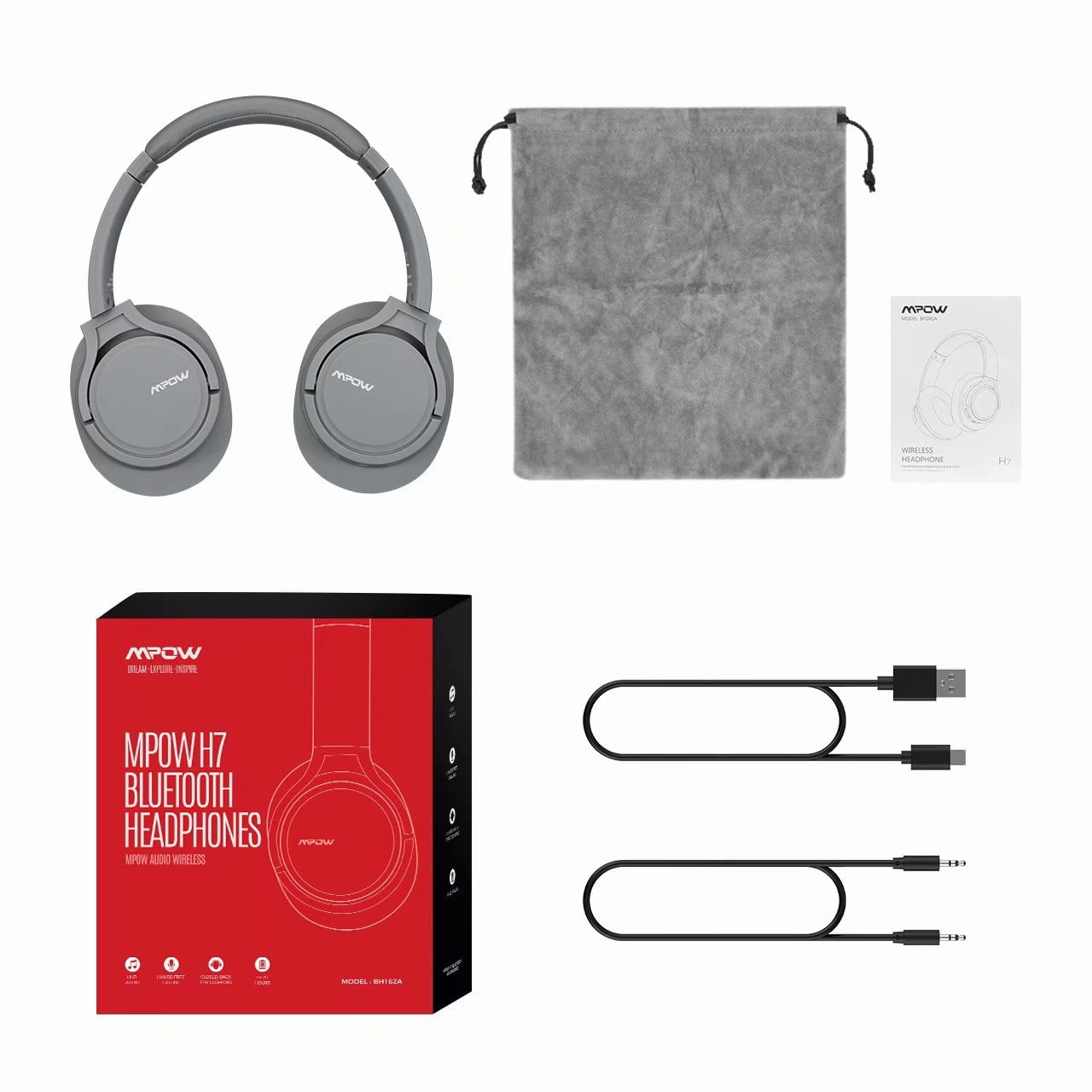 Mpow H7 Bluetooth Headphones Over Ear Stereo Wireless Headset With Microphone Comfortable Memory Protein Earpads 18 Hours Playtime Wired And Wireless Headphones For Cellphone Tablet Gray Walmart Com Walmart Com