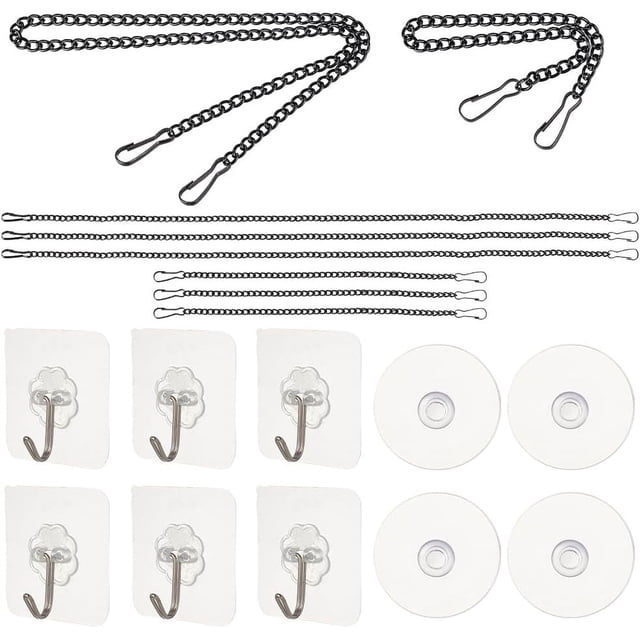 8 cadenas colgantes de hierro de 25 a 50 cm con ganchos para ventanas y cuadros.