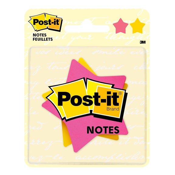 Die-Cut Star Shaped Notepads, 2.6 X 2.6, Pink, Yellow, 75 Sheets/pad, 2 Pads/pack | Bundle of 5 Packs