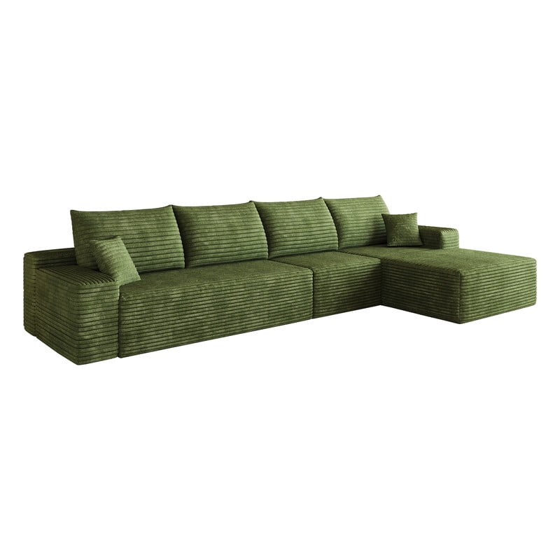 135" Cloud Sectional Sofa with Right Facing Chaise, Modern Modular Deep Seat Couch, Plush Corduroy Upholstered Sofa for Living Room, Bedroom, Apartment, No Assembly Required