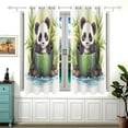 thumbnail image 2 of Panda Bear Bamboo Spa Curtain Black Out Thermal Insulation Curtains Aesthetic 54 Inch Length for Bedroom Living Room 2 panels set, 2 of 5