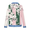 thumbnail image 5 of QATAINLAV Waffle Knit Denim Patchwork Collared Sweatshirts for Women Cute Graphic Print Long Sleeve Shirts Going Out Tops Pink XXXL, 5 of 6