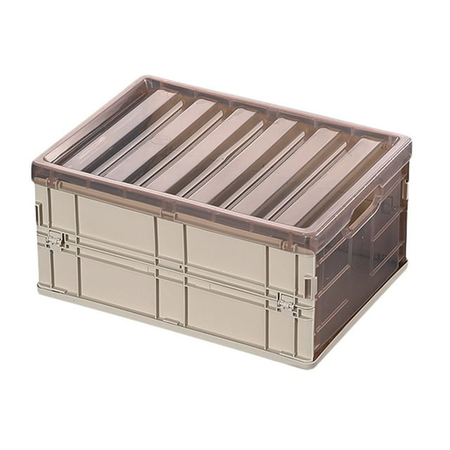Collapsible Storage Box with Lid Plastic Foldable Organizer Closet Home Car Travel Organization Holder