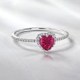 thumbnail image 2 of JeenMata Anillo de Bodas de 1 Quilate con Forma de Corazón, Rubí (Piedra Natal de Julio) en Oro Blanco de 18 K sobre Plata, 2 of 6