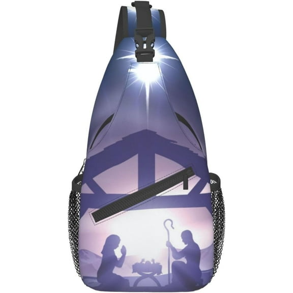Christmas Nativity Jesus Holy Night Sling Bag Crossbody Hiking Travel Chest Bags Backpack Shoulder Daypack for Women Men