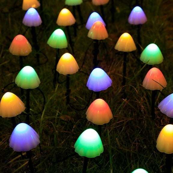 Solar Garden Lights,Set of 30pcs 21ft Mini Mushroom Solar Lights Outdoor Waterproof, Cute Mushroom Shaped Pathway Lights for Patio Yard Garden Christmas Decoration