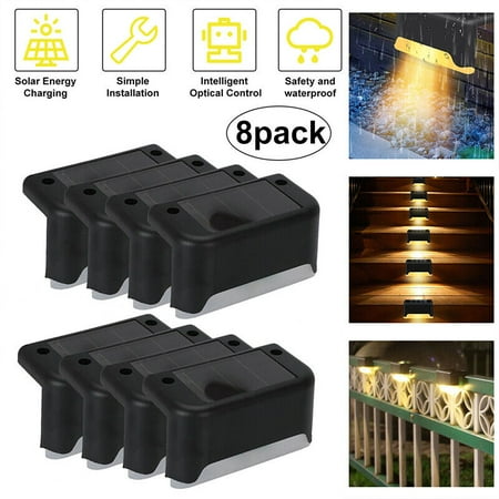 

4/8Pcs Solar LED Deck Lights w/ Llight Sensor Garden Patio Railing Path Lighting