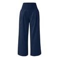 thumbnail image 4 of Women's High Waisted Pants, Wide Leg Pants with Pockets, Stretchy Work Trousers for Women, Flare Dress Pants for Office, Yoga, Casual Wear and Daily Outfits-Dark Blue, 4 of 8