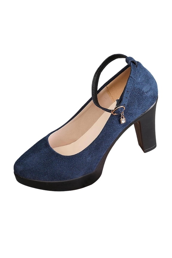 Women's Candy Dress Mary Jane Shoes Low Block Heels Closed Round Toe Office Work Wedding Pumps