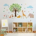 thumbnail image 3 of Cartoon Animals Wall Decals Tree Stickers Watercolor Elephant Wall Stickers Giraffe Nursery Vinyl Wall Art Lion Decor Fox Flamingo Art for Baby Kids Room Classroom Boys Girls Bedroom Colorful DIY, 3 of 8