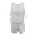 thumbnail image 4 of DHFJKG Women Boho 2 Piece Sets Summer Beach Clothes Lace Hallow Out Sleeveless Tank Tops And Shorts Vacation Outfits, 4 of 4