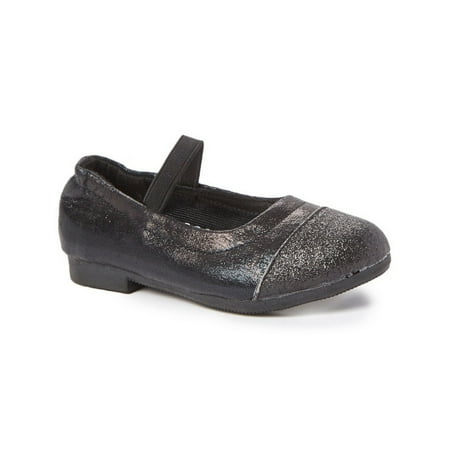 Little Girls Black Glitter Texture Elastic Band Slip On Flats 5-10 Toddler