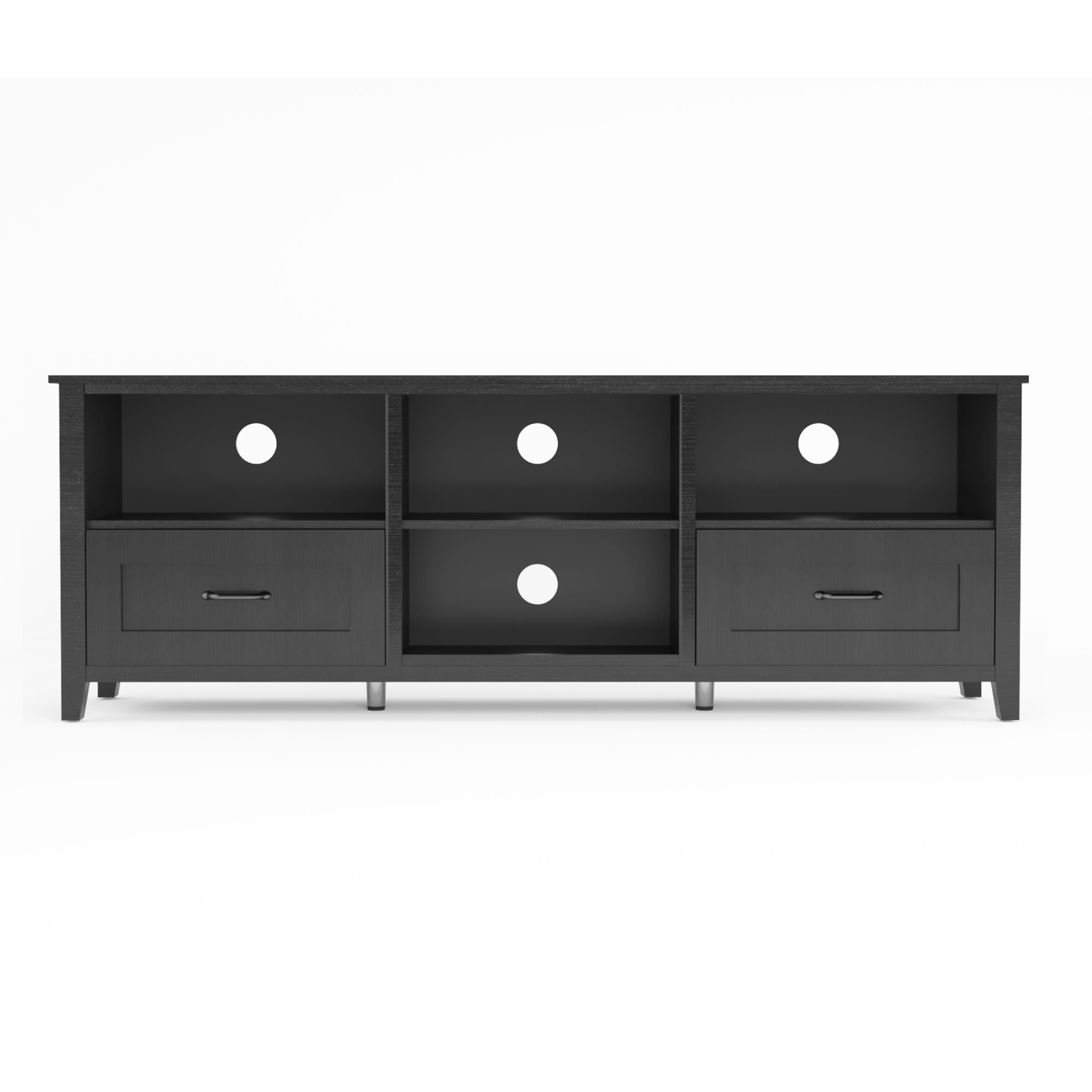 Resenkos 70" Black TV Stand Entertainment Center for TVs Up to 80" with 2 Drawers and Open Storage Resenkos 70" Black TV Stand Entertainment Center for TVs Up to 80" with 2 Drawers and Open Storage