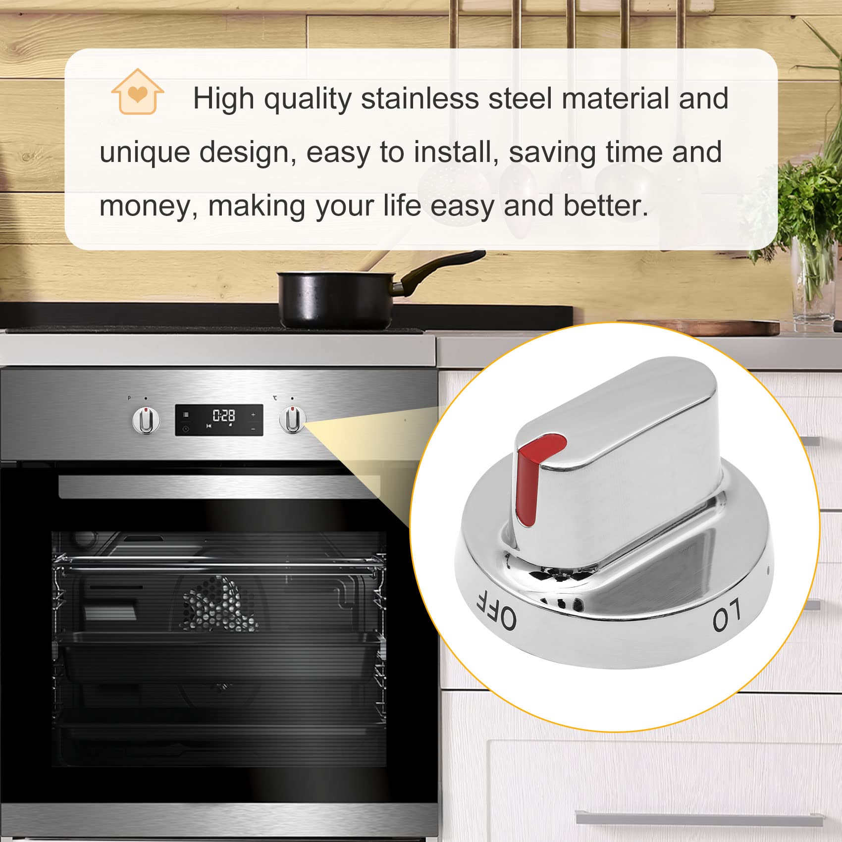 5 Pack DG64-00472A Stainless Steel Gas Stove Knob Replacement Compatible with Samsung Range Oven (Upgraded Metal Version)
