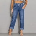 thumbnail image 7 of Wutalume Jeans for Women Slim Fit Straight Leg, Versatile Casual Pants with Cuff Hem, Pure Color Denim for Easy Styling,Dark Blue XL, 7 of 7