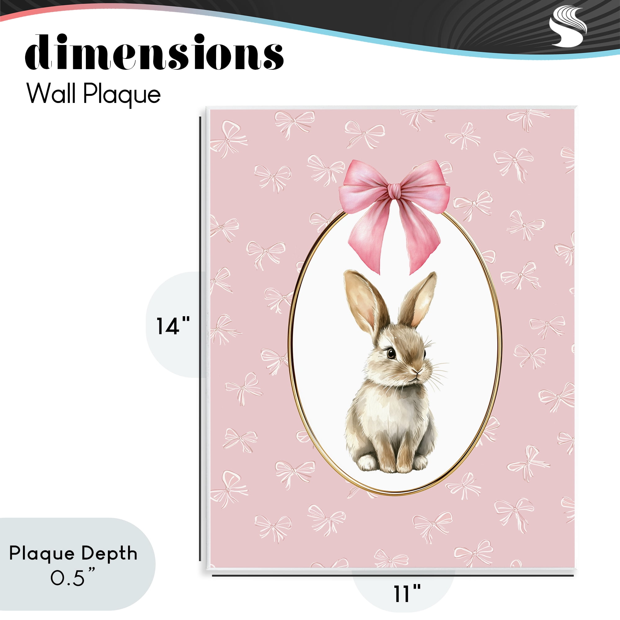 Stupell Industries Ribbon Border Bunny Wall Plaque Art, design by Christine Simpson Art