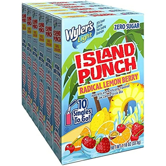 Wylers Light Island Punch, 10 Ct (Pack Of 6) (Radical Lemon Berry)