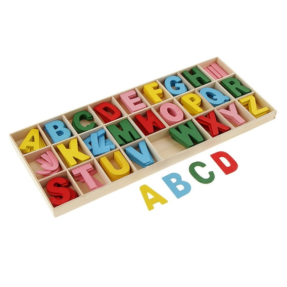 156 Pieces Wooden Alphabet Letters with Storage Tray Box Kids Educational Toys