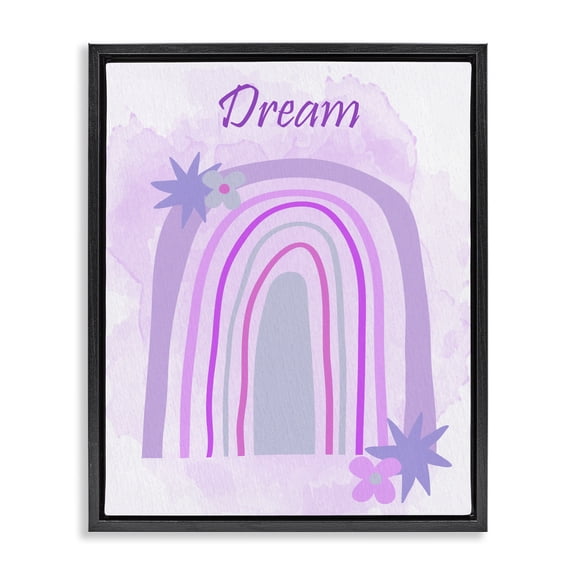 Stupell Industries Bohemian Dream Purple Floral Rainbow Arch Black Floating Frame Canvas Art, 17 x 21, by Kim Allen