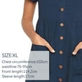 thumbnail image 4 of Vestido de verano informal para mujer, de manga corta, con botones, para playa, con bolsillos, 4 of 5