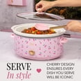 thumbnail image 4 of Paris Hilton 7-Quart Manual Slow Cooker with Removable Stoneware Pot and Tempered Glass Lid, 3 Heat Settings, Cherry Design, Pink, 4 of 10