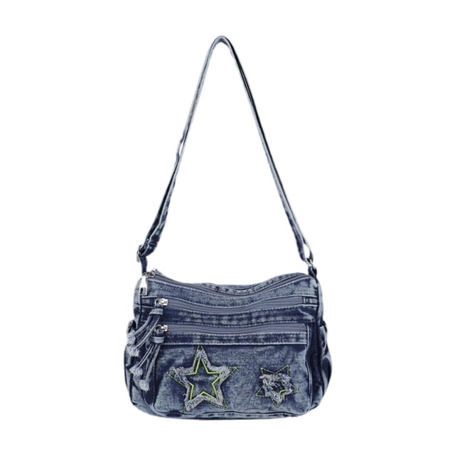 Bolso bandolera de mezclilla para mujer, bolso de hombro multifuncional y moderno para uso diario. Azul oscuro