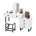 thumbnail image 6 of DEXTRUS 5 Drawers Glamourous Makeup Vanity with Lighted Mirror, Power Strip and Nightstand Ideal for Women, 6 of 10