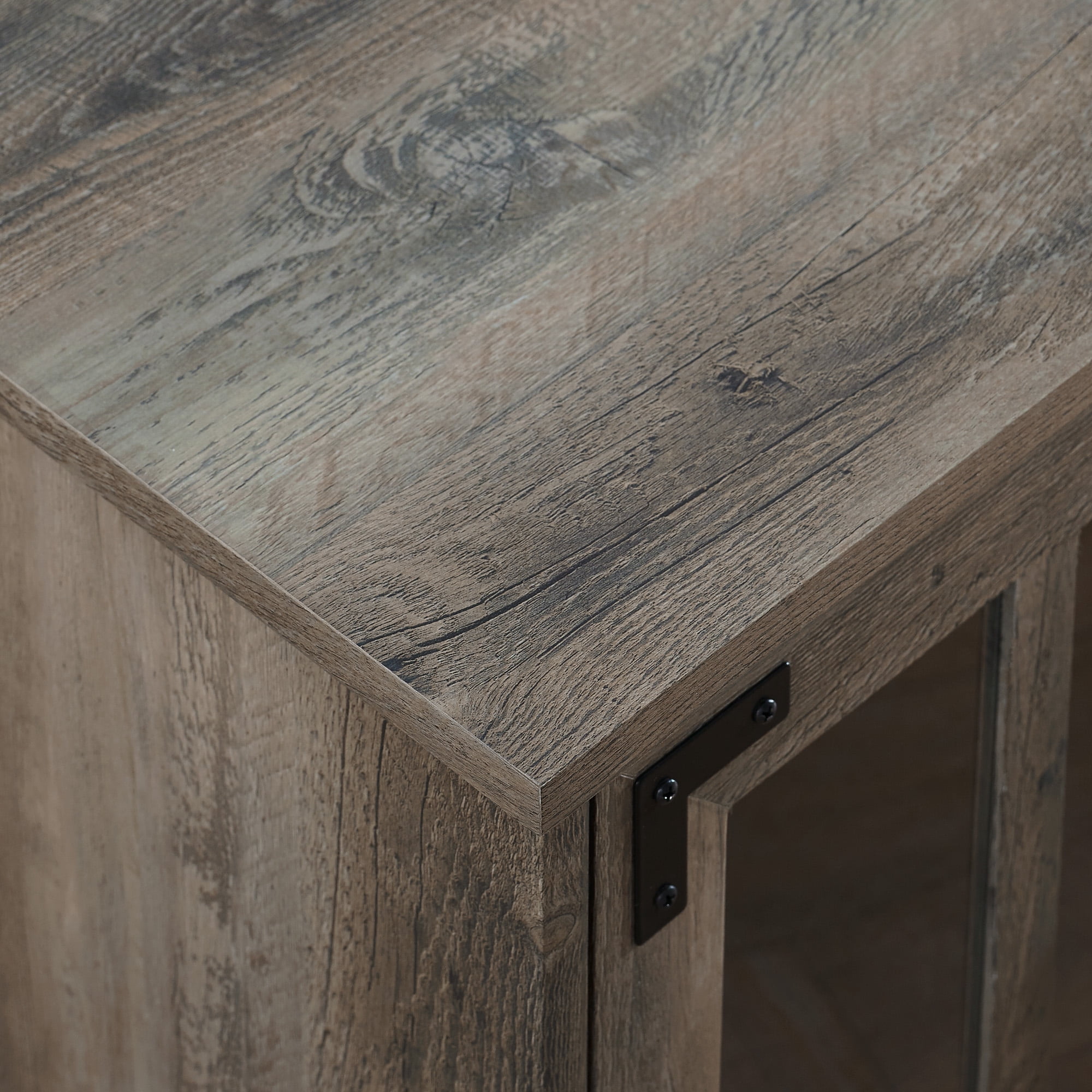 Manor Park Farmhouse Glass Door Accent Cabinet, Grey Wash