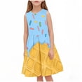 thumbnail image 3 of Piuwrlz Girls Play Casual Dresses Girl Summer Dresses Crew Neck Pleated Skirts Blue Size 13 Years, 3 of 8