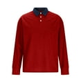 thumbnail image 4 of DODADAWANJ Corduroy Shirts for Men Vintage Button Collared Shirt with Pocket Big and Tall Long Sleeve Texture Tops Red XXXL, 4 of 9
