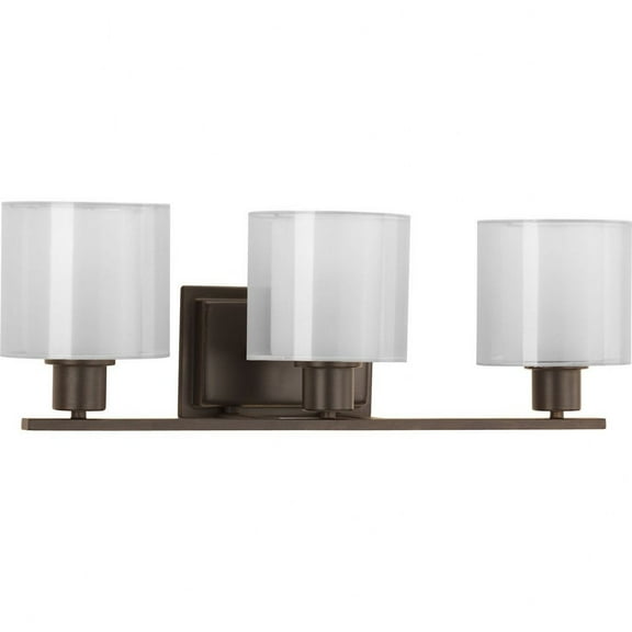 Progress Lighting 3-Light Antique Bronze Energy Efficient Incandescent Vanity Light with Translucent Mylar Glass Shade