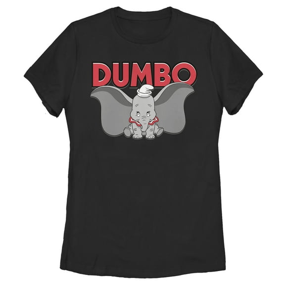 Women's Dumbo Big Ears  Graphic Tee Black Large